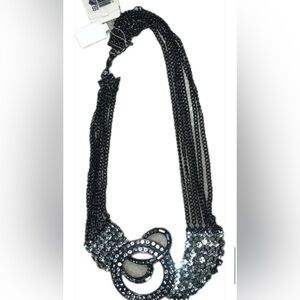 NWT Pewter Chain and Crystal Necklace
